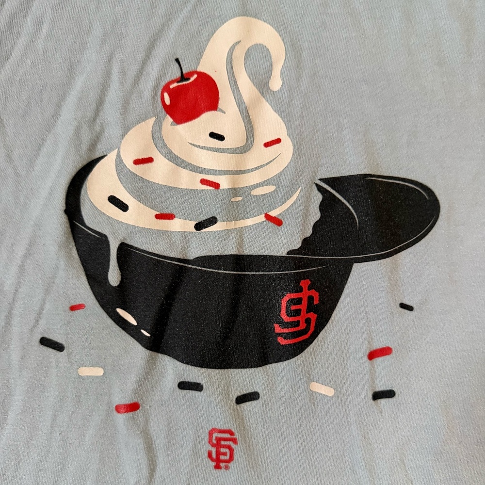 Baseballism SF San Francisco Giants Ice Blue Ice Cream Sundae tshirt - Youth Med - Picture 2 of 6